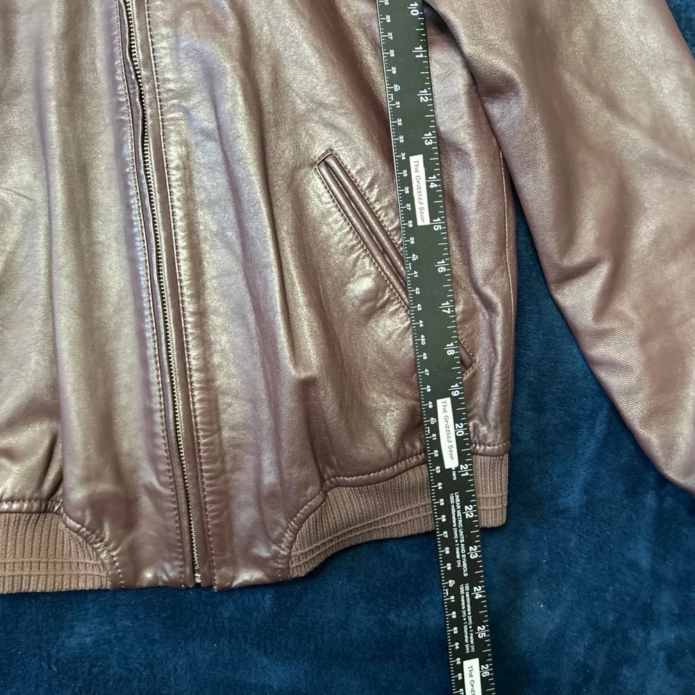 Arturo Calle Mens‎ Brown Leather Bomber Jacket Size S $350 Brown Slim Fit Flight